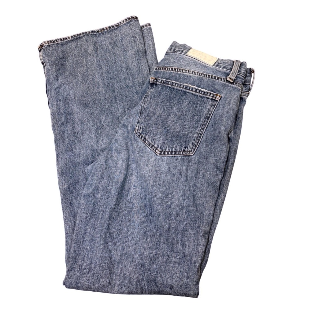 Pistola Womens High Rise Wide Leg Jeans Blue Medium Wash Distressed Size 28